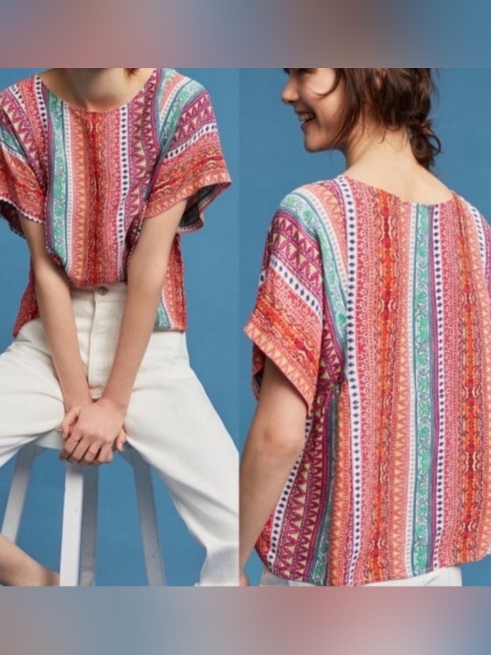 Maeve multicolour patterned boho blouse